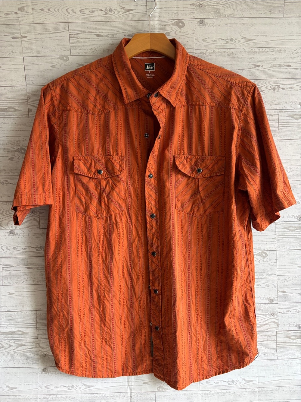 REI Rust Outdoor Snap Shirt Mens large vintage‎ gorpcore camping western country